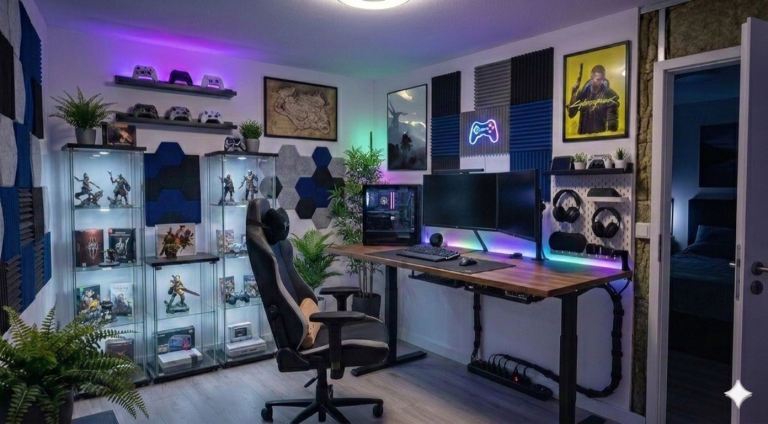 Obraz przedstawia kompleksową realizację pokoju gamingowego zgodnie z wytycznymi
